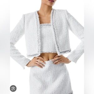 ALICE + OLIVIA Zeta Tweed Chain-Trim Cropped Jacket, Tank & Skirt Set RARE